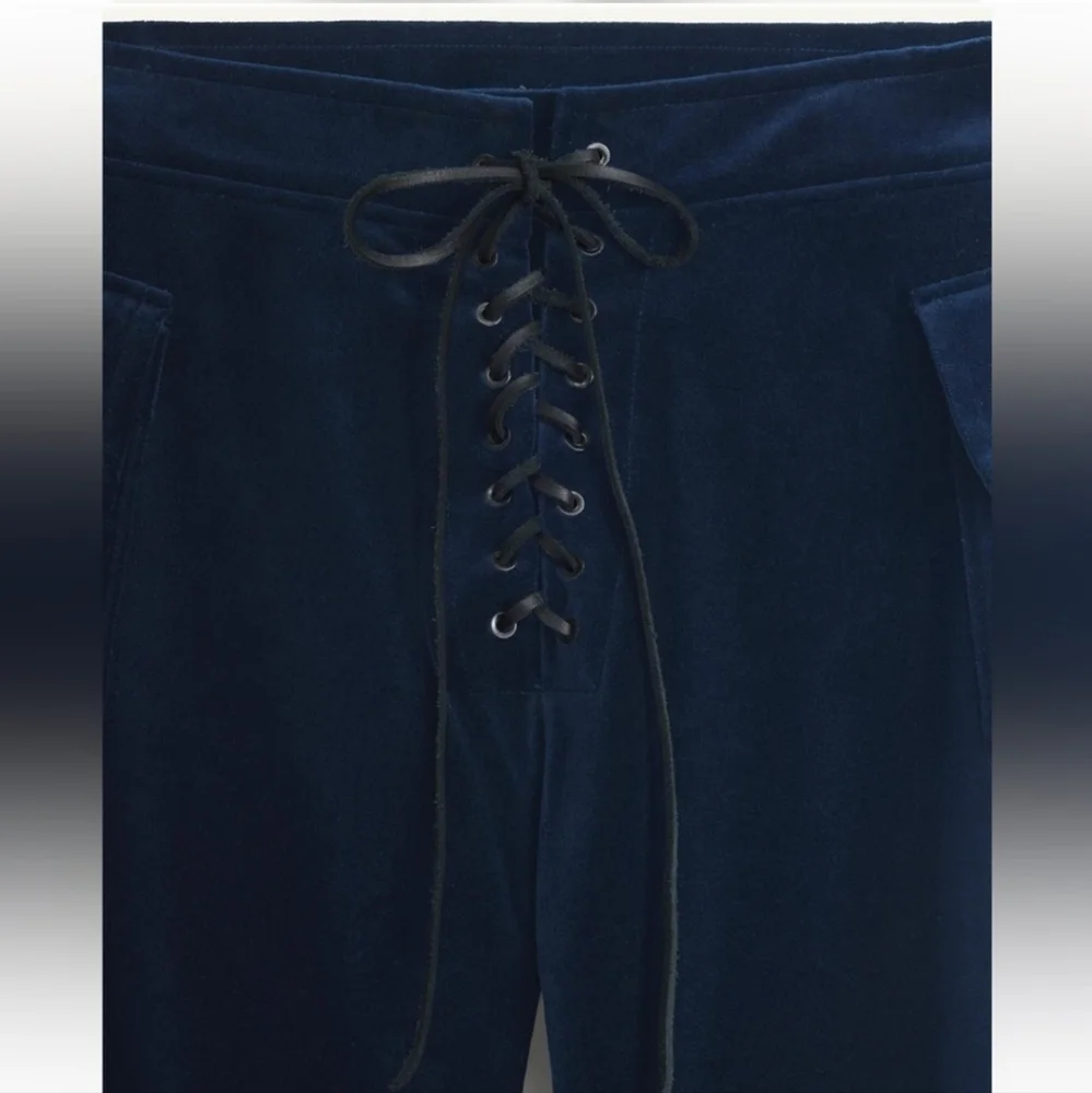 Zara Kate Moss Velvet Wide Pants Blue Size S